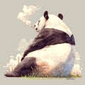 Fluffy Panda\'s Charm: A Whimsical Illustration