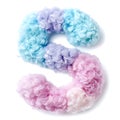 Fluffy Pastel Letter S Shaped Like Cotton Candy on White Background Royalty Free Stock Photo