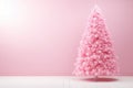 AI generated. Fluffy pink Christmas on pink wall background with copy space