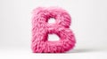 Pink furry letter b standing on white background Royalty Free Stock Photo