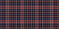 Fluffy plaid textile tartan, regular vector seamless pattern. Native texture check fabric background in blue and black colors Royalty Free Stock Photo