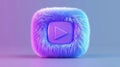 Fluffy play button icon on gradient background Royalty Free Stock Photo
