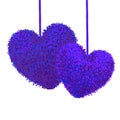 Fluffy pom-poms in the shape of a heart