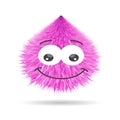 Fluffy pompom fur ball isolated vector cartoon emotions face smiley