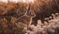 Fluffy rabbit ear in sunlight, nature beauty generated by AI Royalty Free Stock Photo