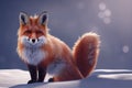 A fluffy red fox poses with snow in the background, generative ai Royalty Free Stock Photo