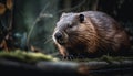 Fluffy rodent sitting on branch, eating nutria generated by AI Royalty Free Stock Photo
