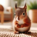 Fluffy rodents. Cute squirrels close up. Generative AI