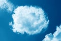 Fluffy round cloud in clear blue sky. Peaceful cloudy sky natural background, frame. Divine shining heavenly background, heaven Royalty Free Stock Photo