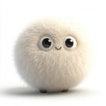 Adorable Fluffy White Ball Character, 3D Render Royalty Free Stock Photo