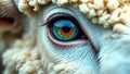 A Fluffy Sheep Eyes on Closeup. AI Generated Image. Royalty Free Stock Photo