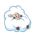 fluffy sheep hide fear cartoon Royalty Free Stock Photo