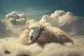 Fluffy Sheep sleep cloud. Generate Ai