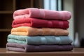 Fluffy stack Towels neatly arranged in a stack for convenience