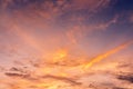 Fluffy sunset clouds sky Royalty Free Stock Photo