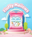 Fluffy and sweet marshmallows ad