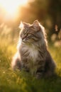 Fluffy tabby gray cat.