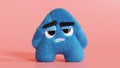 Fluffy tired mascot, blue furry toy on a pink background, 3d render