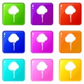 Fluffy tree icons 9 set