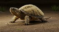 A Fluffy Turtle Walking on Brown Ground A 3D Rendered Image of a Unique Turtle with a Furry Shell Royalty Free Stock Photo