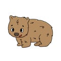 Fluffy Vector Isolated cute outline wombat. Happy smiling cartoon animal kid on white background, side view Royalty Free Stock Photo