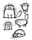 Fluffy white cats collection, sketch for your design