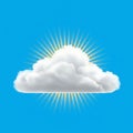 A fluffy white cloud is centered against a bright blue sky. The cloud is illuminated from Royalty Free Stock Photo