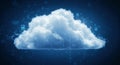 A fluffy white cloud is centered against a dark blue background, symbolizing cloud Royalty Free Stock Photo
