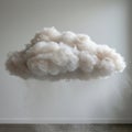 A fluffy, white cloud-like structure appears to hover in a minimalistic indoor setting Royalty Free Stock Photo