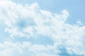 Fluffy white clouds on a clear blue background float in the sky. Spring-summer. Royalty Free Stock Photo