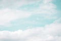 White clouds on the light blue aquamarine color sky background Royalty Free Stock Photo