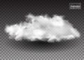 Fluffy white clouds. Realistic vector design elements. smoke effect on transparent background. Vector illustration Royalty Free Stock Photo