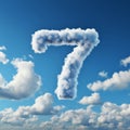 Vibrant Blue Sky With Fluffy Clouds Shaped As Number Seventy - 4k Octane Rendering Royalty Free Stock Photo