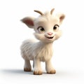 Fluffy White Goat: Cute And Colorful 3d Animation Icon Royalty Free Stock Photo