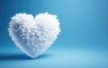 Fluffy White Heart on Blue Royalty Free Stock Photo