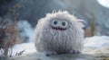 Fluffy White Monster: A Whimsical Snow Scene Rendered In Unreal Engine