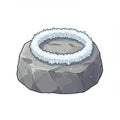 Fluffy White Ring Resting Atop a Textured Gray Stone Isolated on White Background Royalty Free Stock Photo