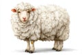 Fluffy White Sheep Standing on White Background Royalty Free Stock Photo