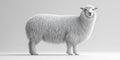 Fluffy white sheep stands on a plain background looking curiously in a modern setting Royalty Free Stock Photo