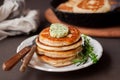 Fluffy Wholemeal Pancakes with Herbed Butter