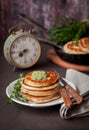 Fluffy Wholemeal Pancakes with Herbed Butter