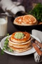 Fluffy Wholemeal Pancakes with Herbed Butter