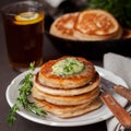 Fluffy Wholemeal Pancakes with Herbed Butter