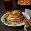 Fluffy Wholemeal Pancakes with Herbed Butter