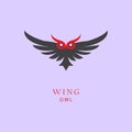 Fluffy wings owl logo Royalty Free Stock Photo
