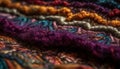Fluffy woolen textile in vibrant colors, a homemade decorative backdrop generated by AI