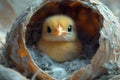 Adorable Chick Nestled in Cozy Nest Nature\'s Springtime Wonders for Easter Decor Generative AI Royalty Free Stock Photo