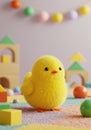 Fluffy Yellow Chick Toy in Pastel Playroom Royalty Free Stock Photo
