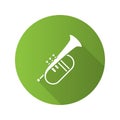 Flugelhorn flat design long shadow glyph icon