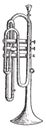 Flugelhorn, vintage engraving